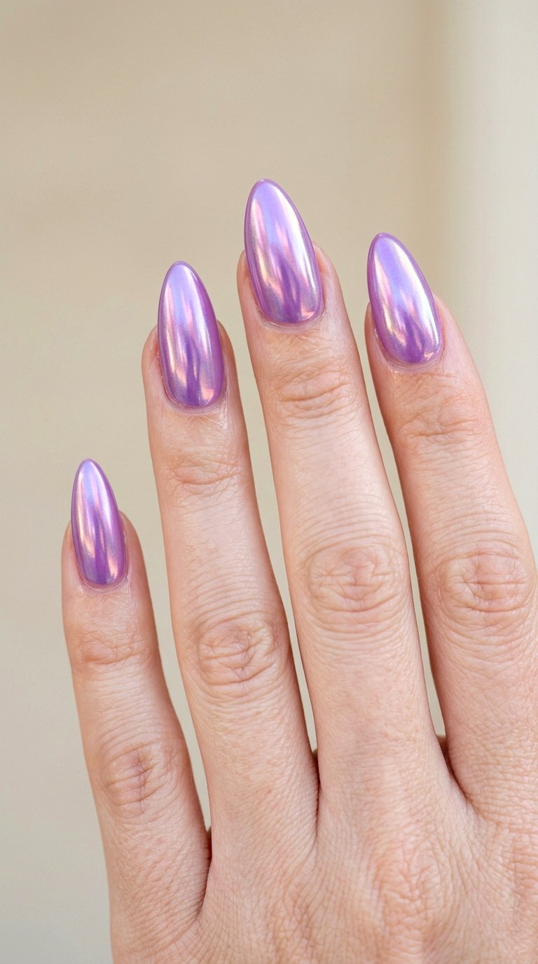 Lavender Chrome Dreams - 20 Playful Spring Multicolor Acrylic Nails