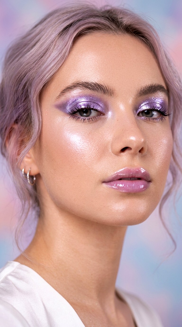 Lavender Chrome Eyeshadow Trend - 29 Lavender Dream Spring Makeup