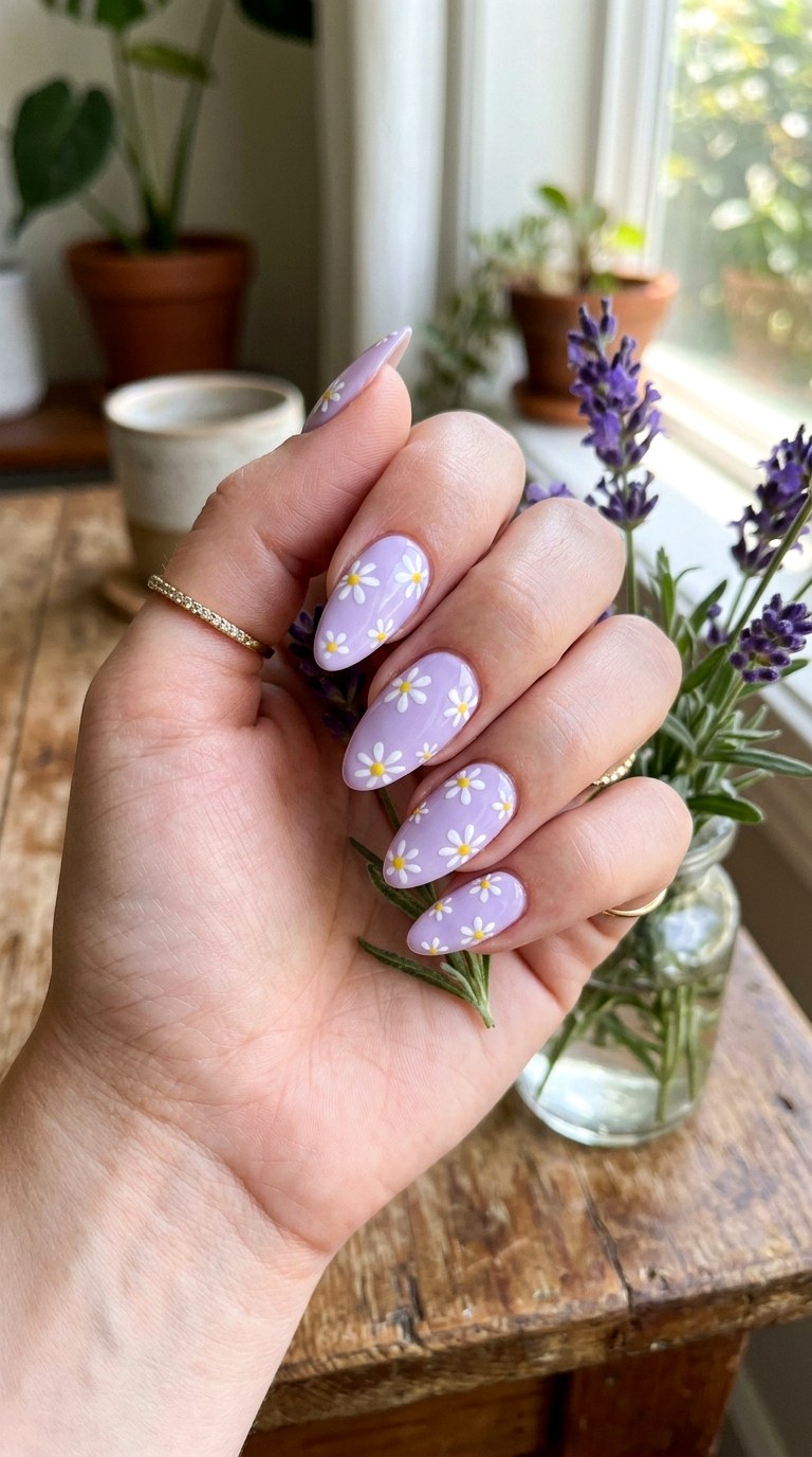 Lavender Daisy Nails - 25 Fresh Spring Nail Colors & Designs You’ll See Everywhere in 2026