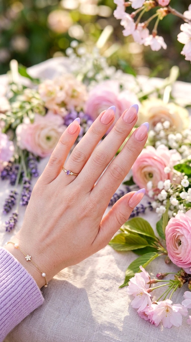 Lavender French Tip Nails - 25 Soft Pastel Spring Nail Designs That Feel Like Sunshine