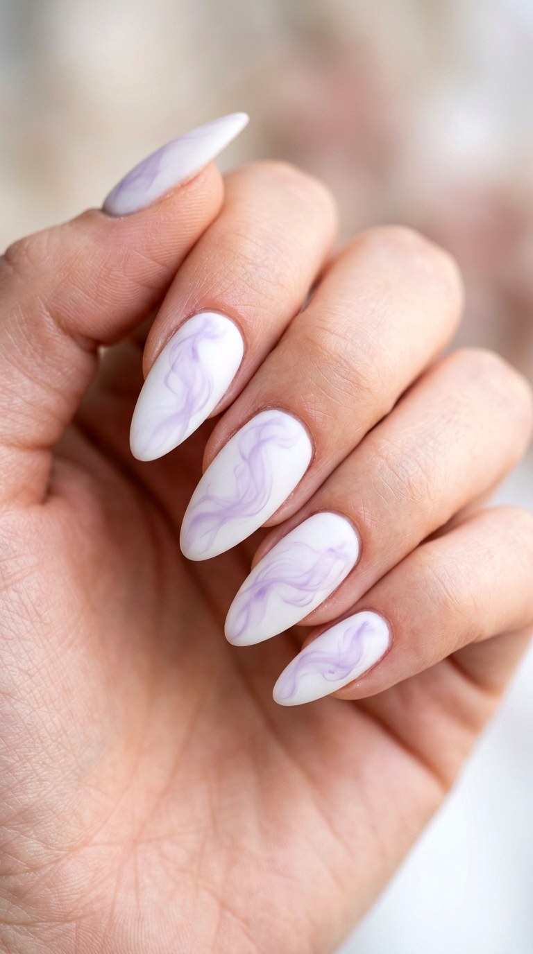 Lavender Haze Wispy Smoke - 29 Fine-Line Spring Acrylic Nails