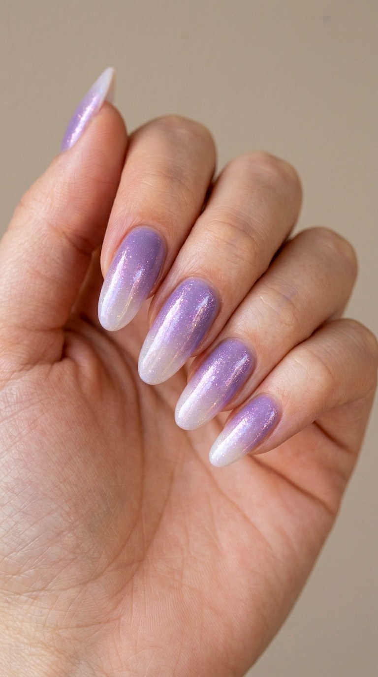 Lavender Haze with Pearl Dust - 30 Dreamy Spring Ombre Nails