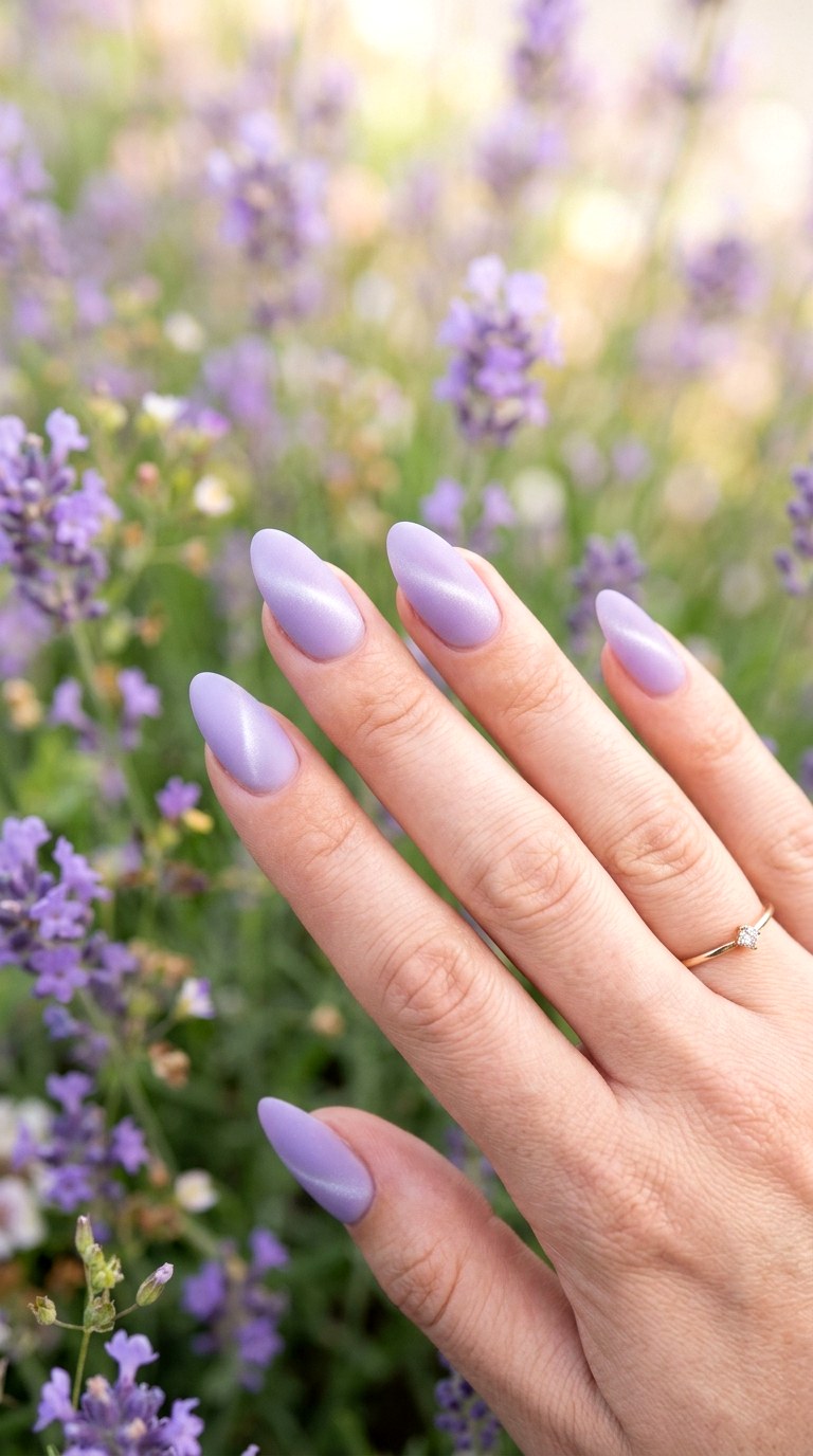 Lavender Matte Cat Eye Nails - 20 Spring Minimal Matte Cat Eye Nails Ideas