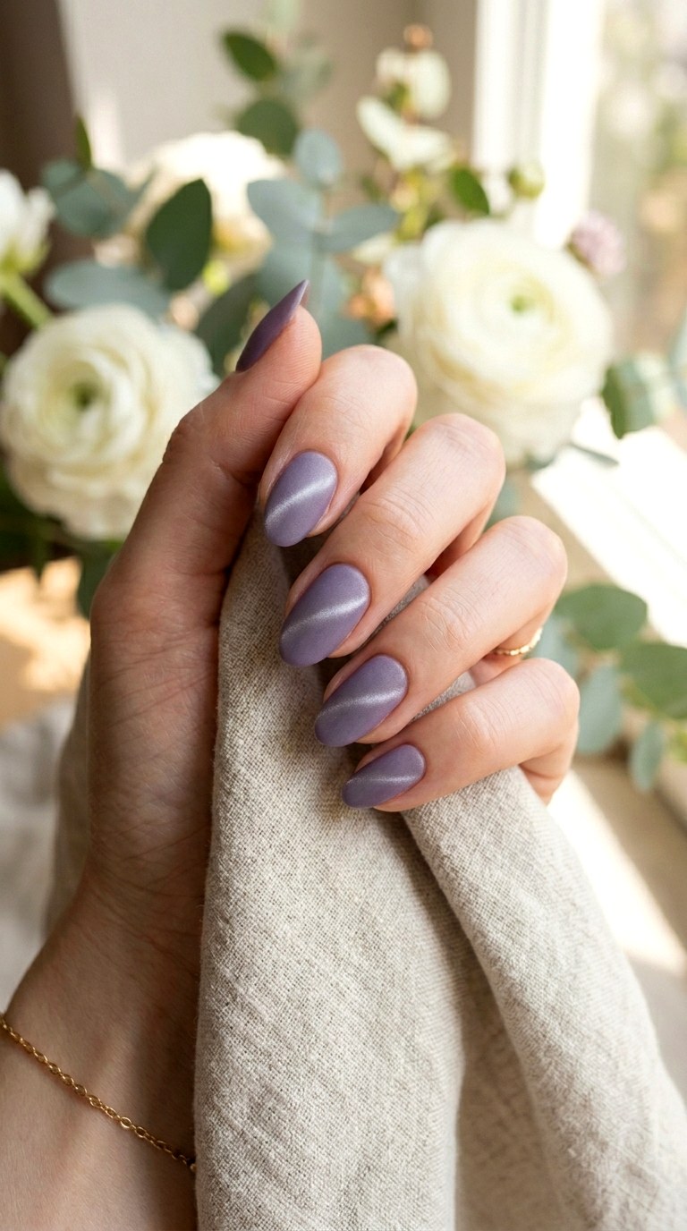 Lavender Matte Cat Eye - 20 Spring Lavender Magnetic Cat Eye Nails Ideas