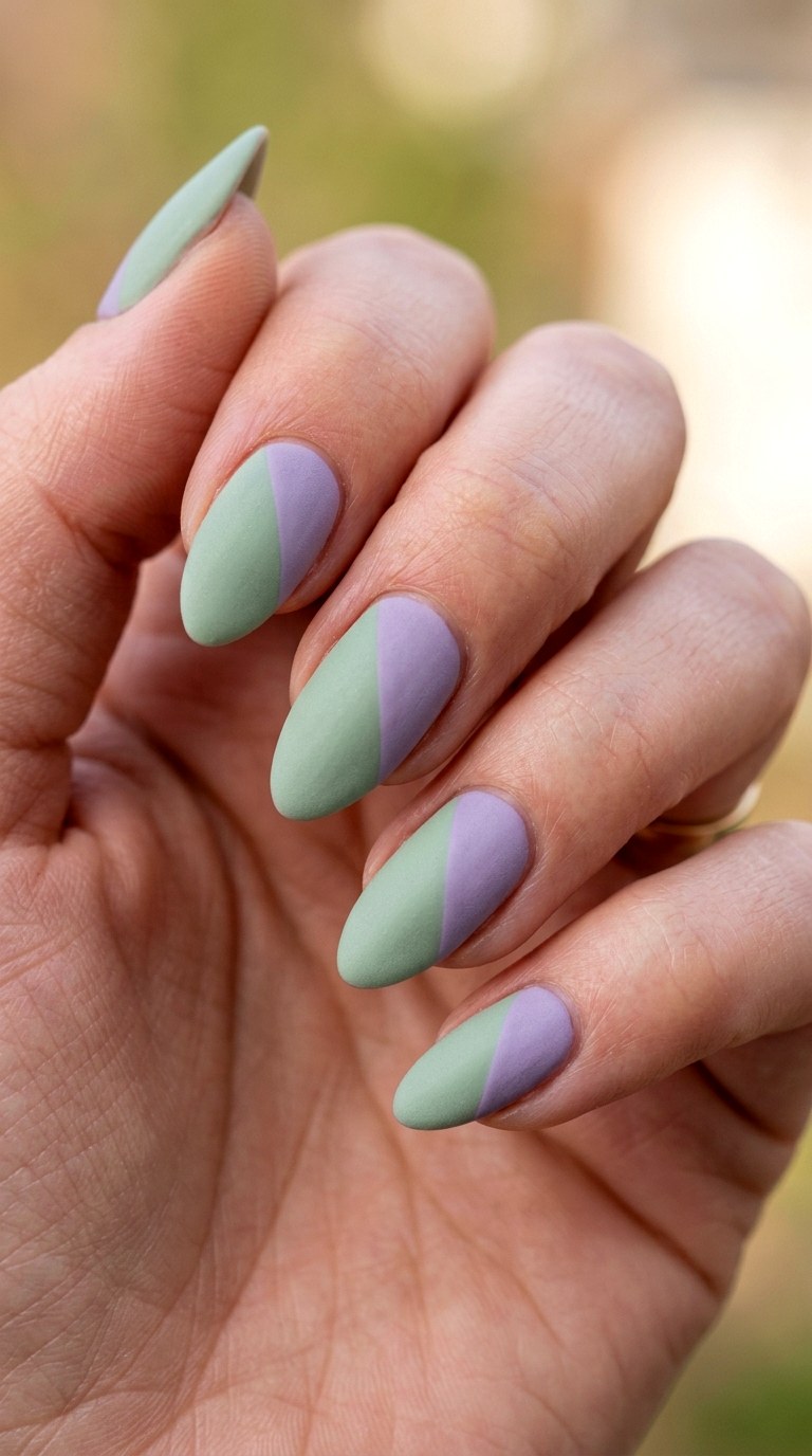 Lavender Mist with Soft Sage Serenity - 30 Brunch Spring Two Colored Nails
