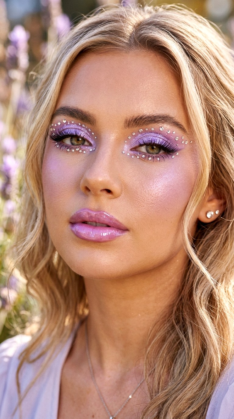 Lavender Rhinestone Eye Makeup - 29 Lavender Dream Spring Makeup