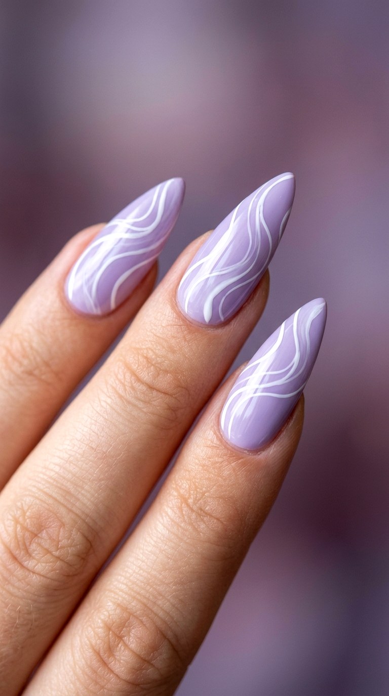 Lavender Wave Motion - 28 Sharp Spring Stiletto Nails