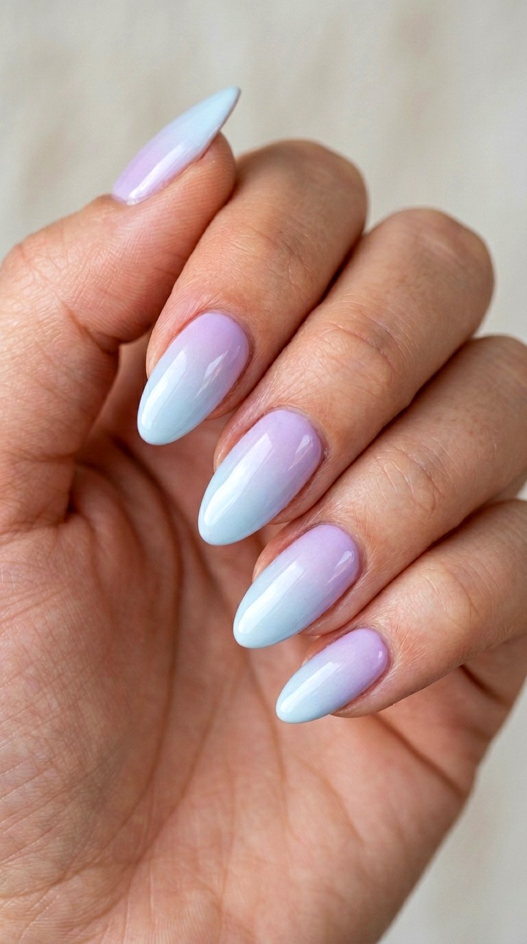 Lavender and Baby Blue Dreamscape - 30 pastel spring ombre nails