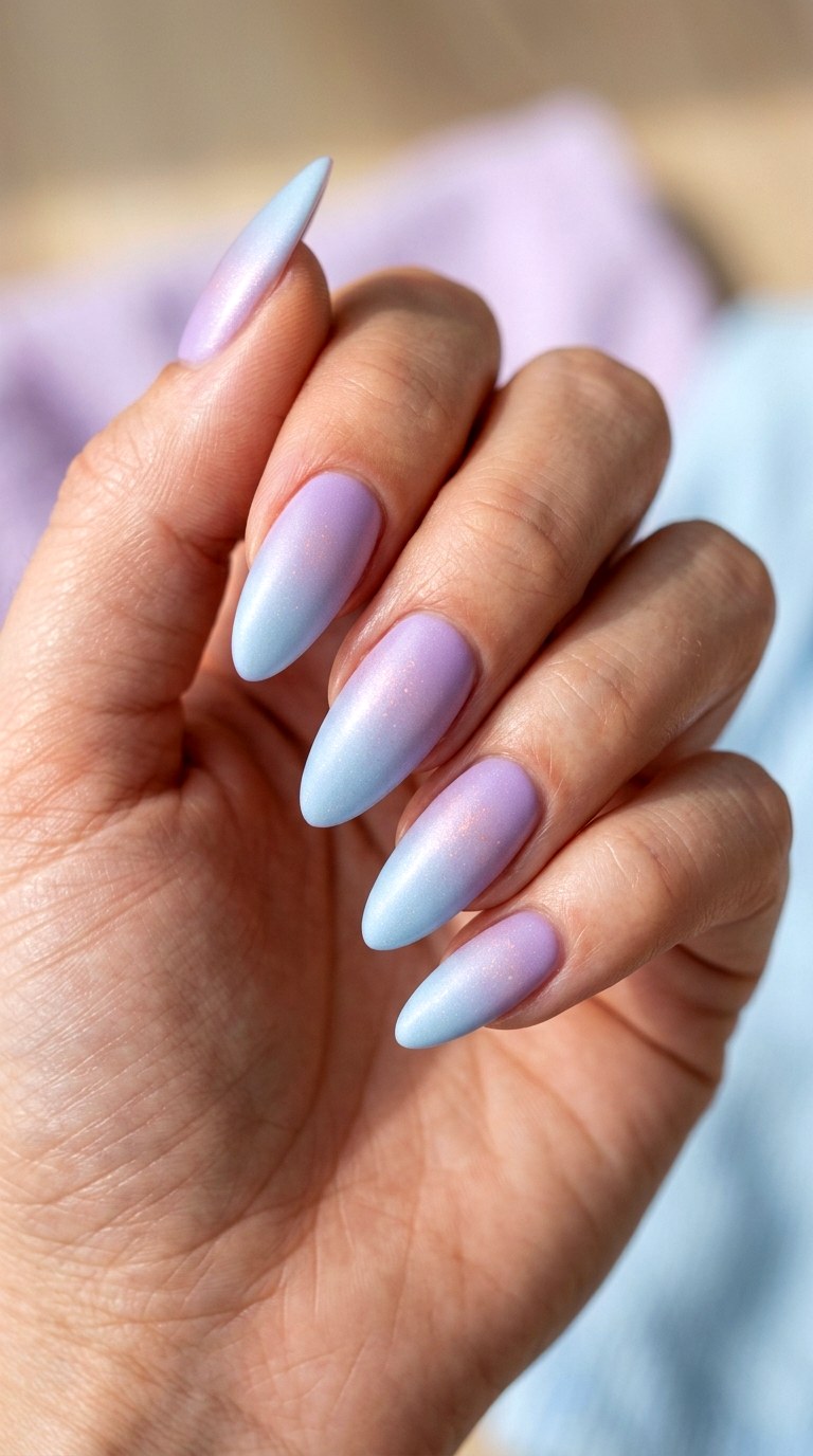 Lavender and Sky Blue Gradient Dreams - 21 Unique Spring Multicolor Acrylic Nails