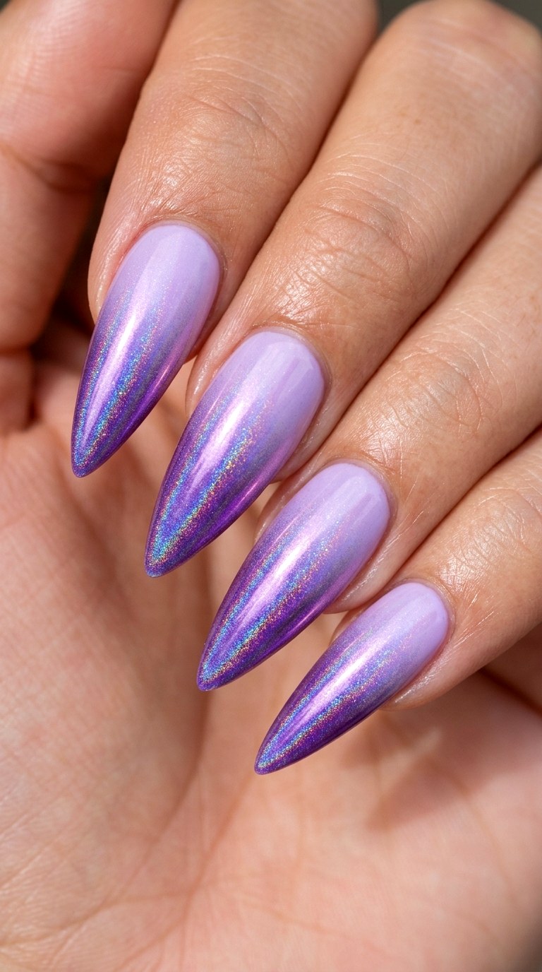 Lavender to Translucent Purple Chrome - 30 pastel spring ombre nails