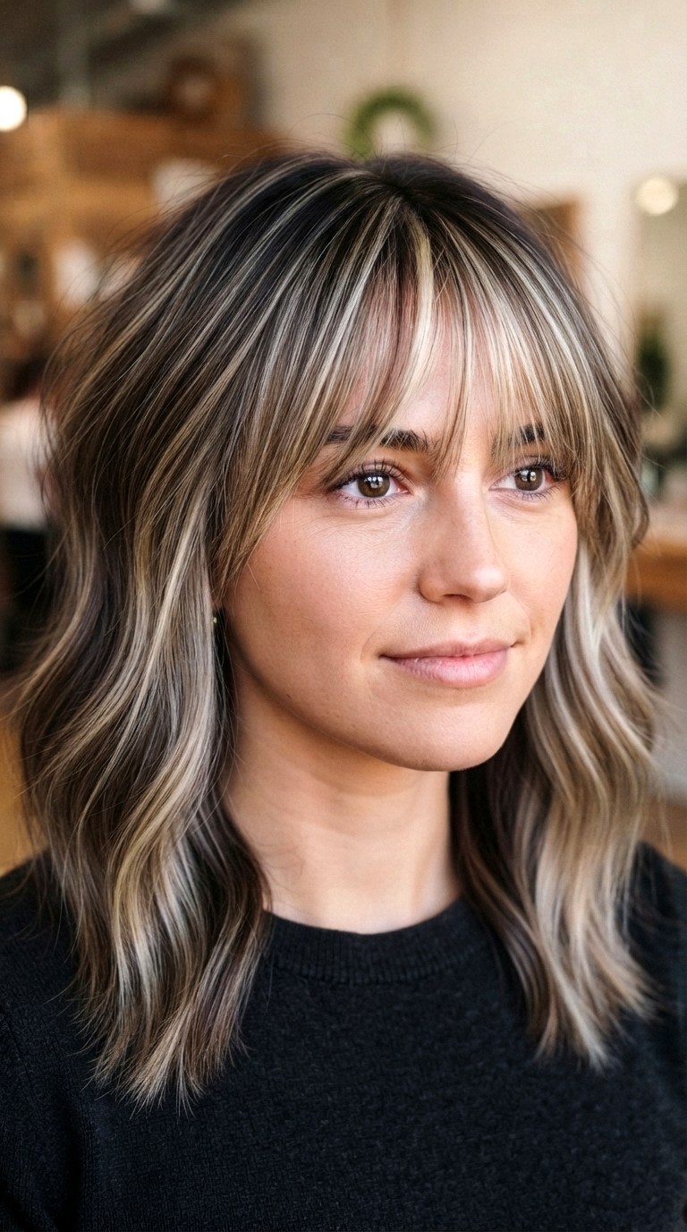 Layered Fringe with Highlights - 30 bangs hairstyles
