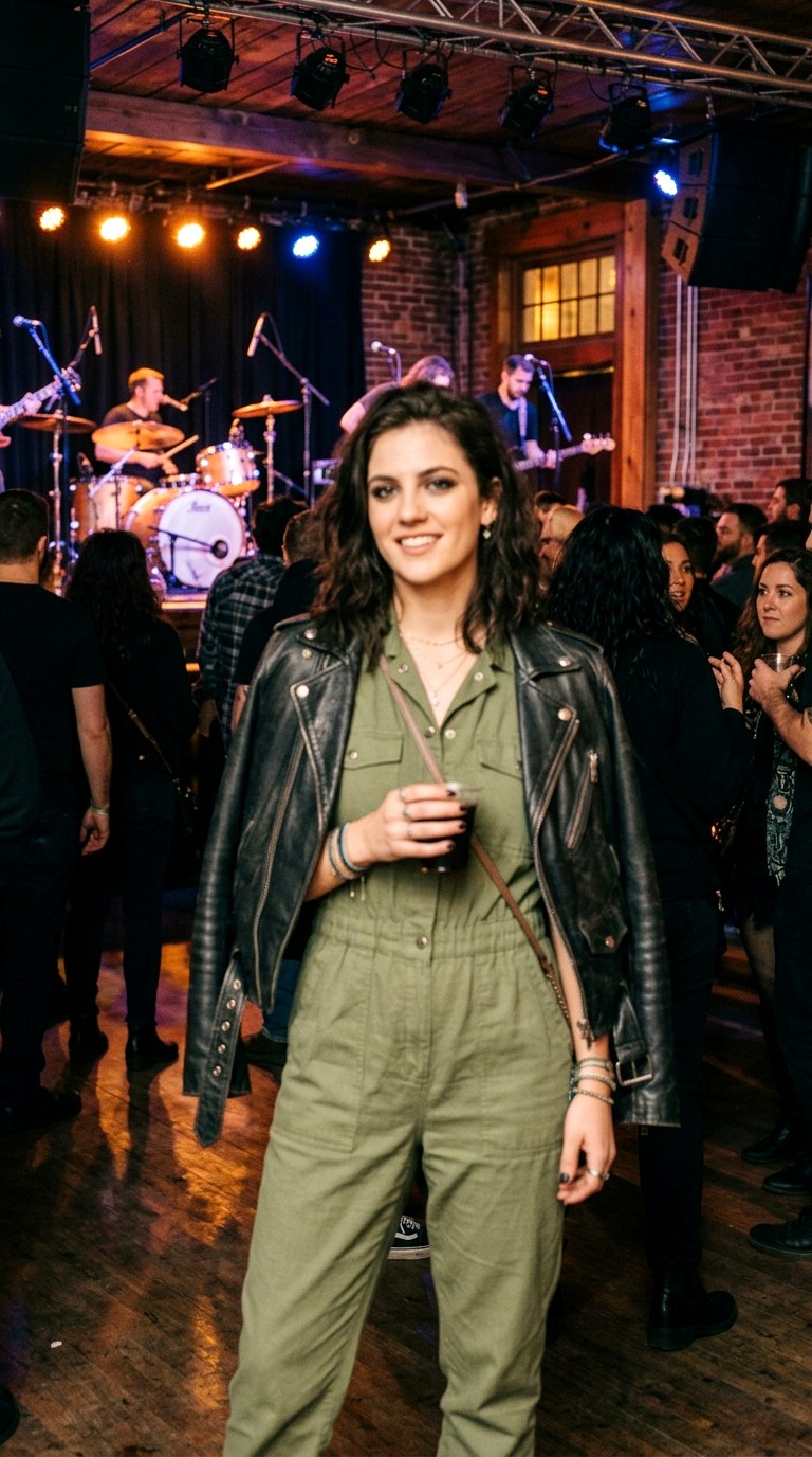 Leather Moto Jacket Edge - 28 green jumpsuit outfit
