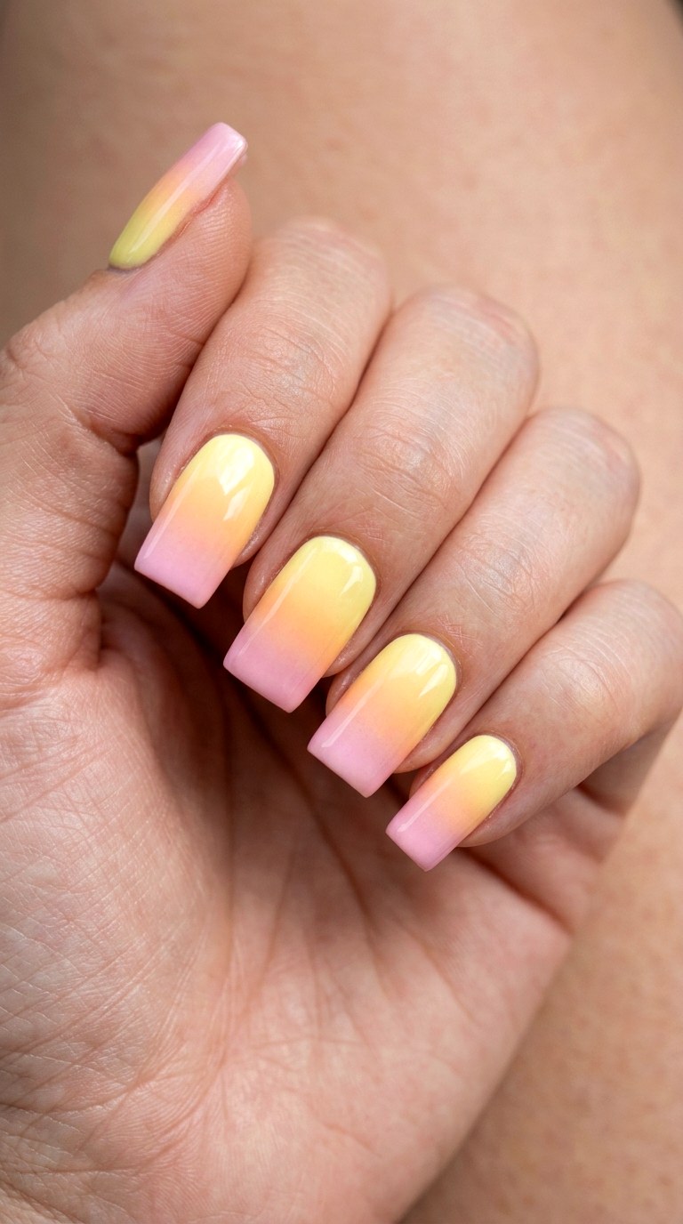 Lemon Sorbet and Raspberry Ripple - 30 pastel spring ombre nails