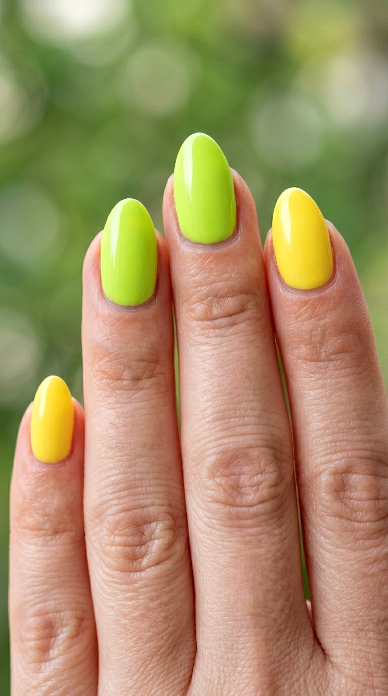 Lemon and Lime Citrus Clash - 25 Early Season Spring Multicolor Nails