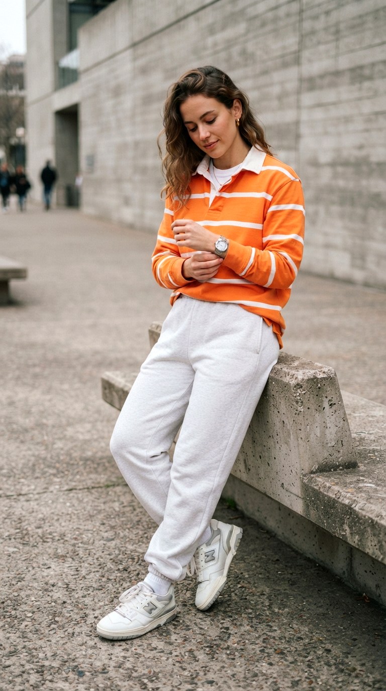Light Grey Co ord Relaxation - 24 orange shirt outfit