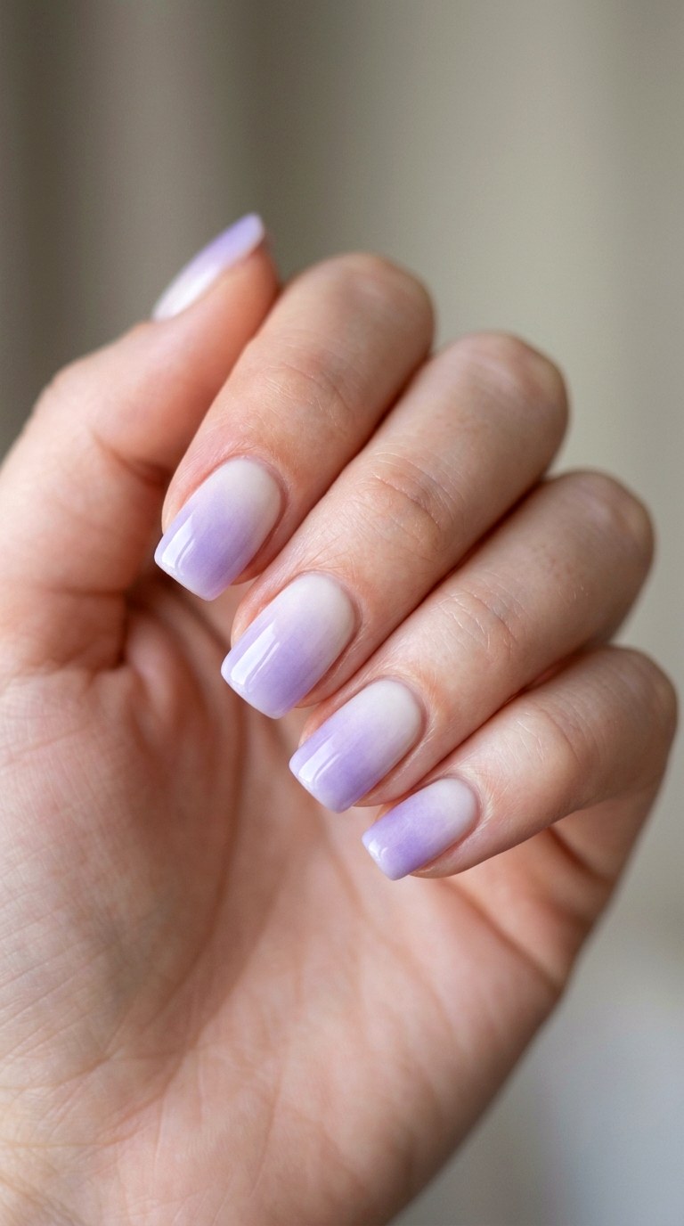 Lilac Haze Square Nails - 23 Soft Spring Ombre Nails