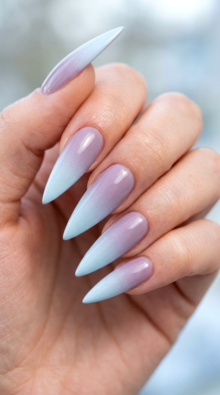 Lilac Haze to Icy Blue Color Melt - 28 Seamless Spring Ombre Nails