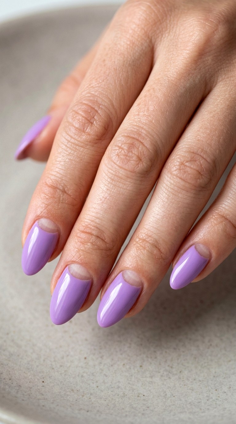 Lilac Wine and Bare Negative Space - 25 Simple Spring Two Colored Nails