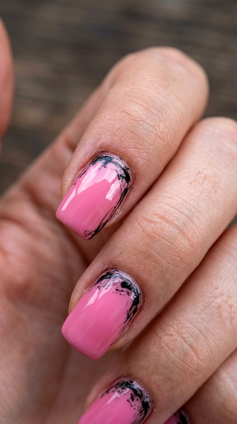 Lip Gloss Pink and Black Grunge Smudges - 23 Contrast Spring Colorful Junk Nails