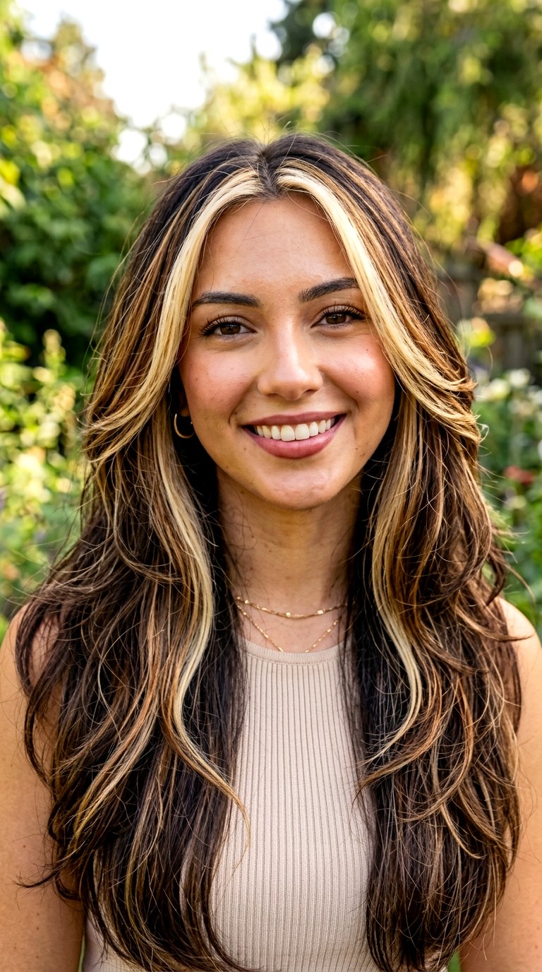 Long Layers with Face Framing Money Pieces - 29 hairstyle ideas