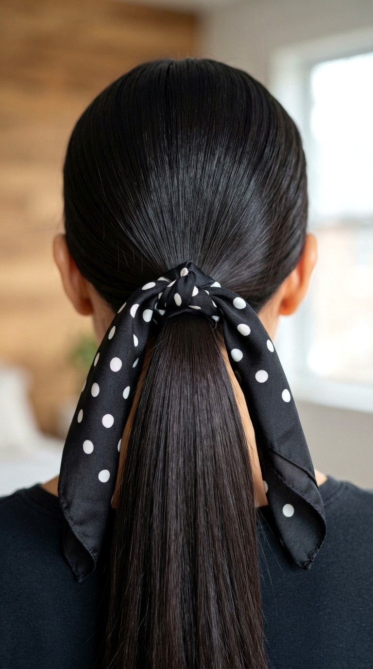 Low Ponytail Wrap - 25 silk bandana hairstyles