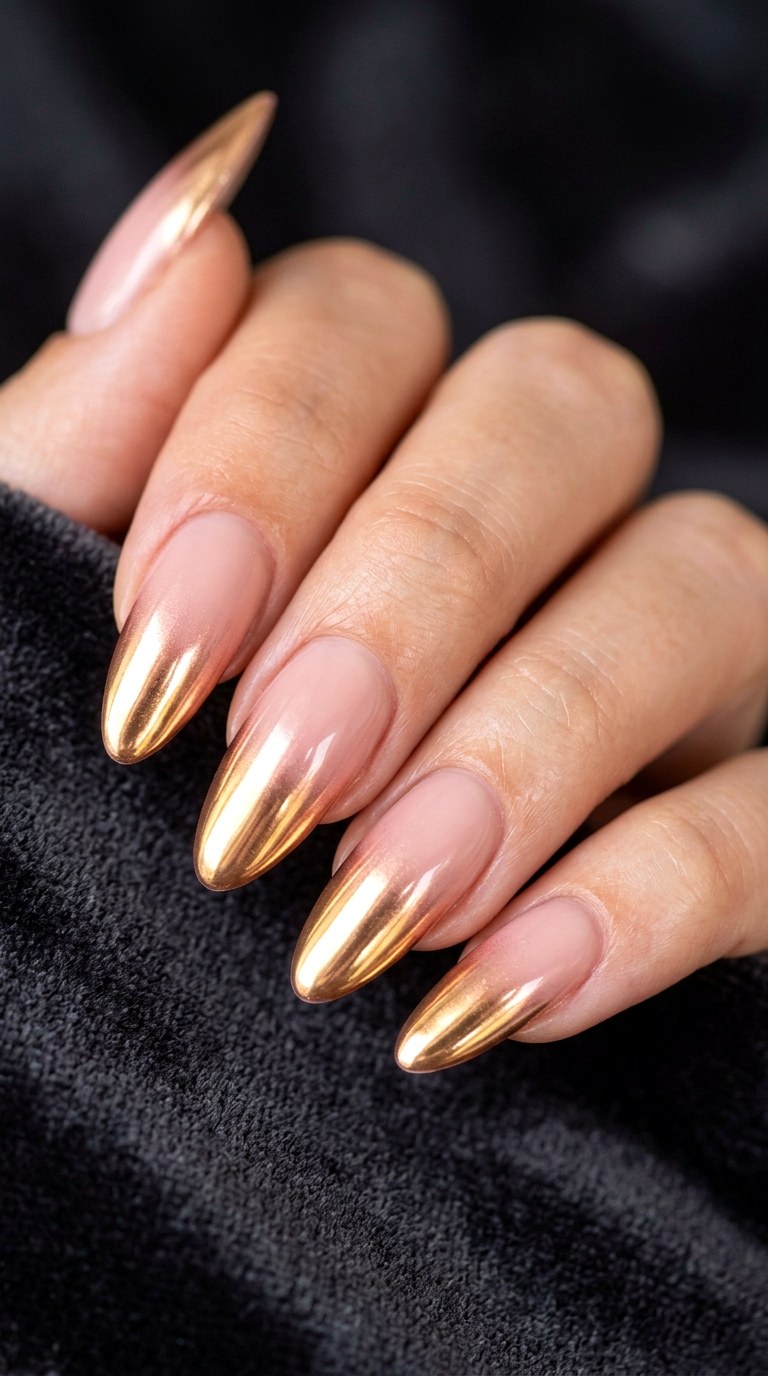 Luminous Chrome Gold Sunset Tips - 25 Sunset Spring Ombre Nails