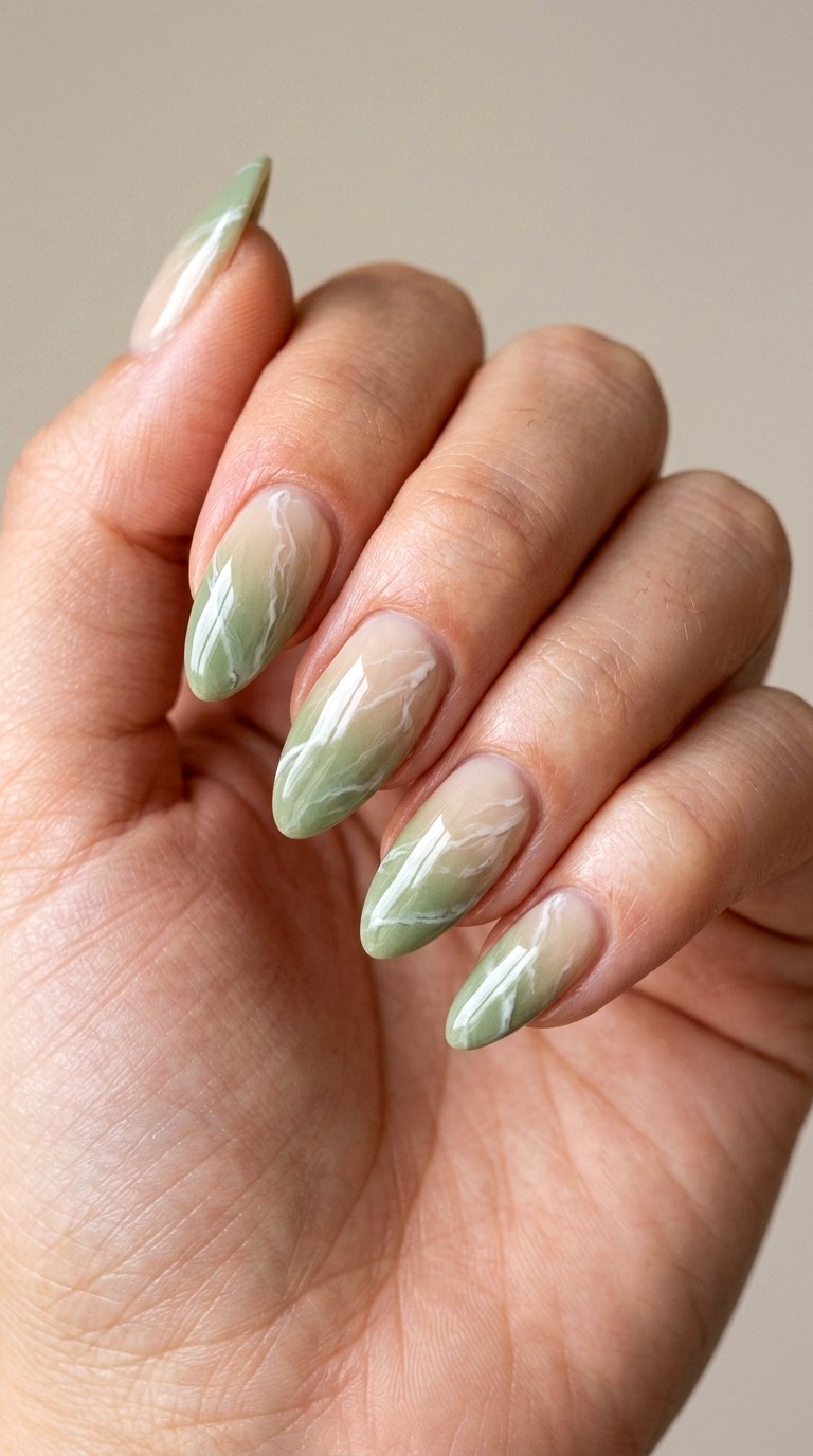 Matcha Milk Marble - 30 Dreamy Spring Ombre Nails