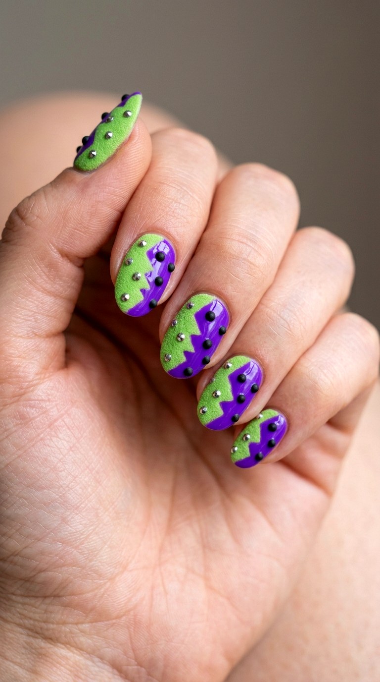Matte And Glossy Yin Yang Clash - 24 Eclectic Spring Colorful Junk Nails