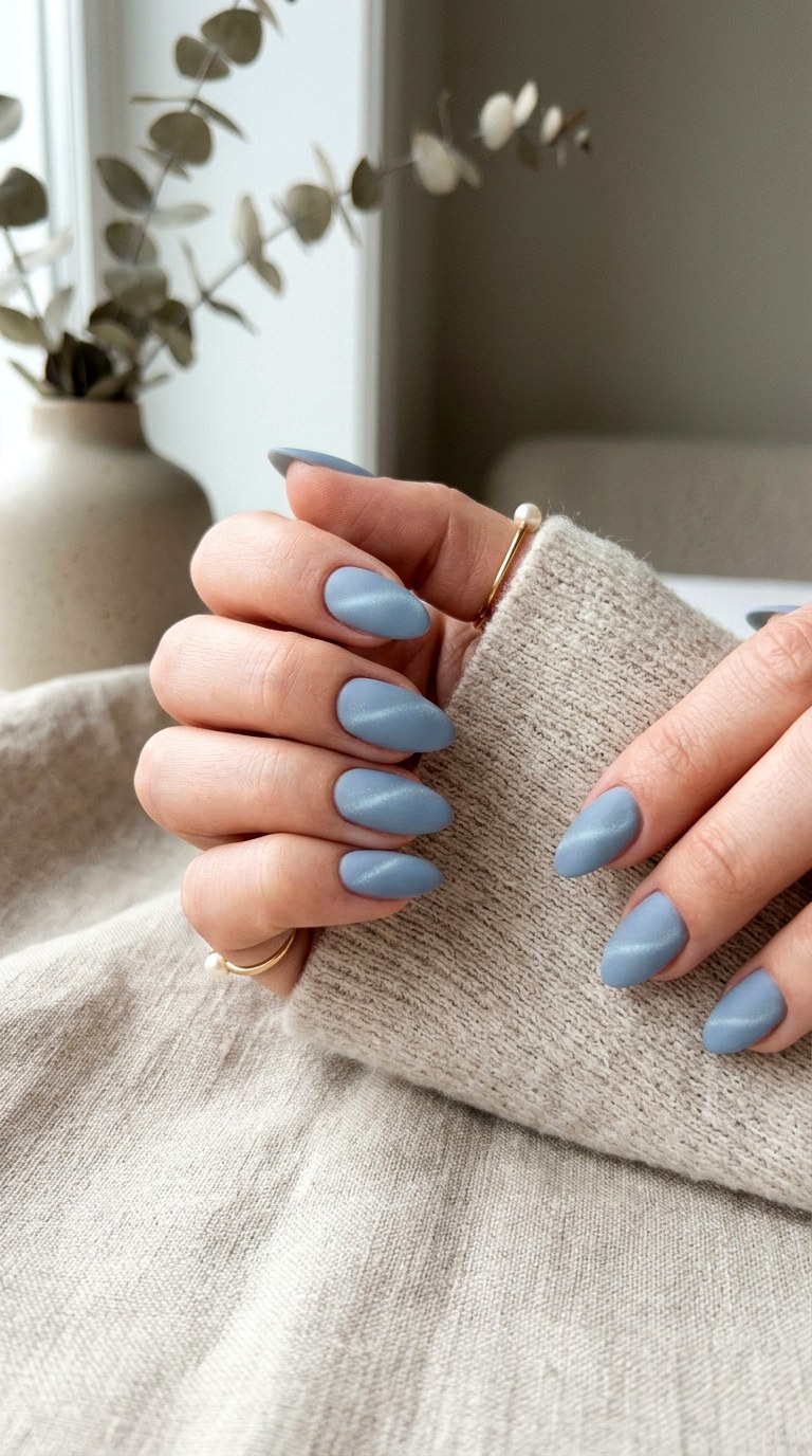 Matte Baby Blue Cat Eye Nails - 20 Summer Baby Blue Cat Eye Nails Ideas