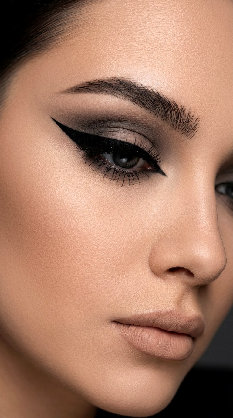 Matte Black Velvet Wing - 23 Trending Black Wing Eye Liner Looks 2026