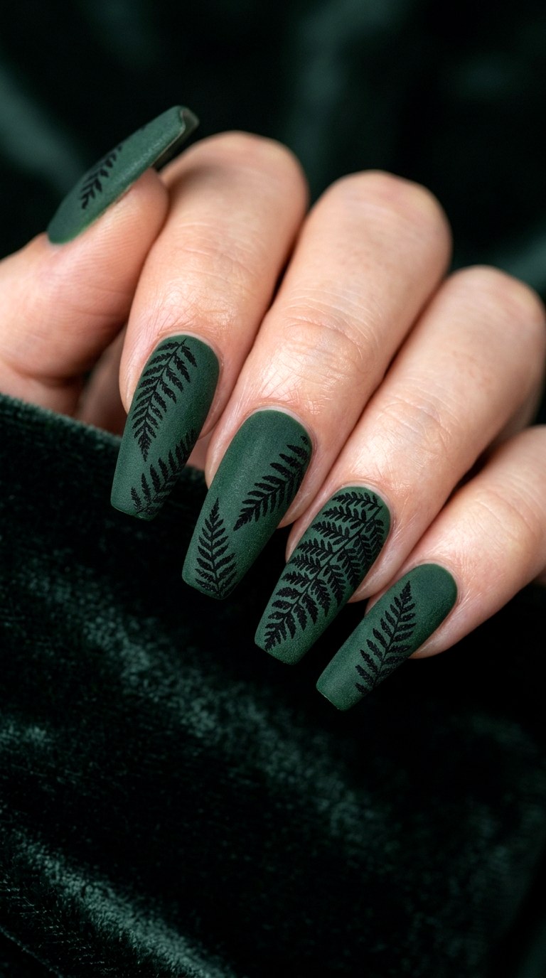Matte Botanical Fern Prints - 26 Matte Spring Acrylic Nails