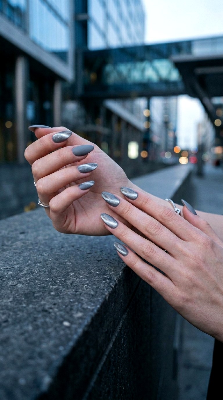 Matte Grey Cat Eye Nails - 22 Summer Minimal Matte Cat Eye Nails Ideas