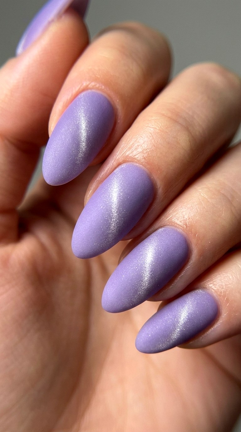 Matte Lavender Haze with Silver Magnetic Center - 21 Matte Spring Multicolor Nails