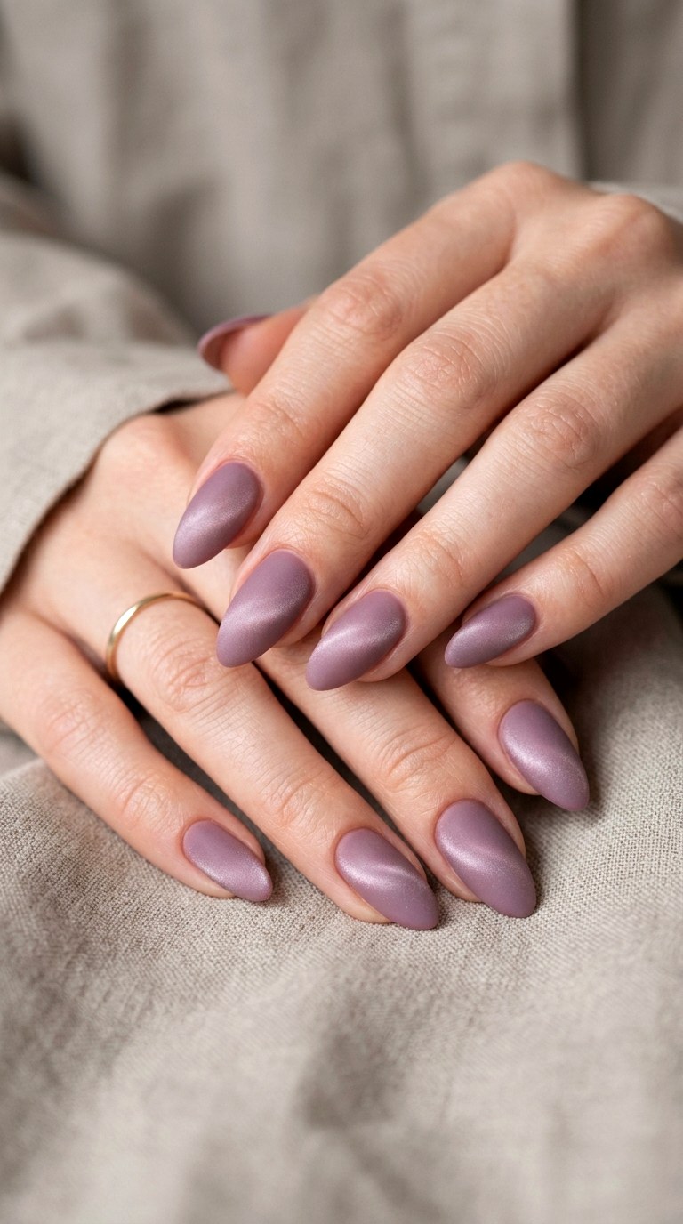 Matte Mauve Cat Eye Nails - 22 Summer Minimal Matte Cat Eye Nails Ideas