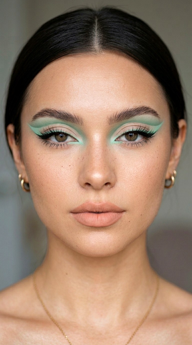 Matte Mint Graphic Cut Crease - 28 Mint Green Graphic Liner Look