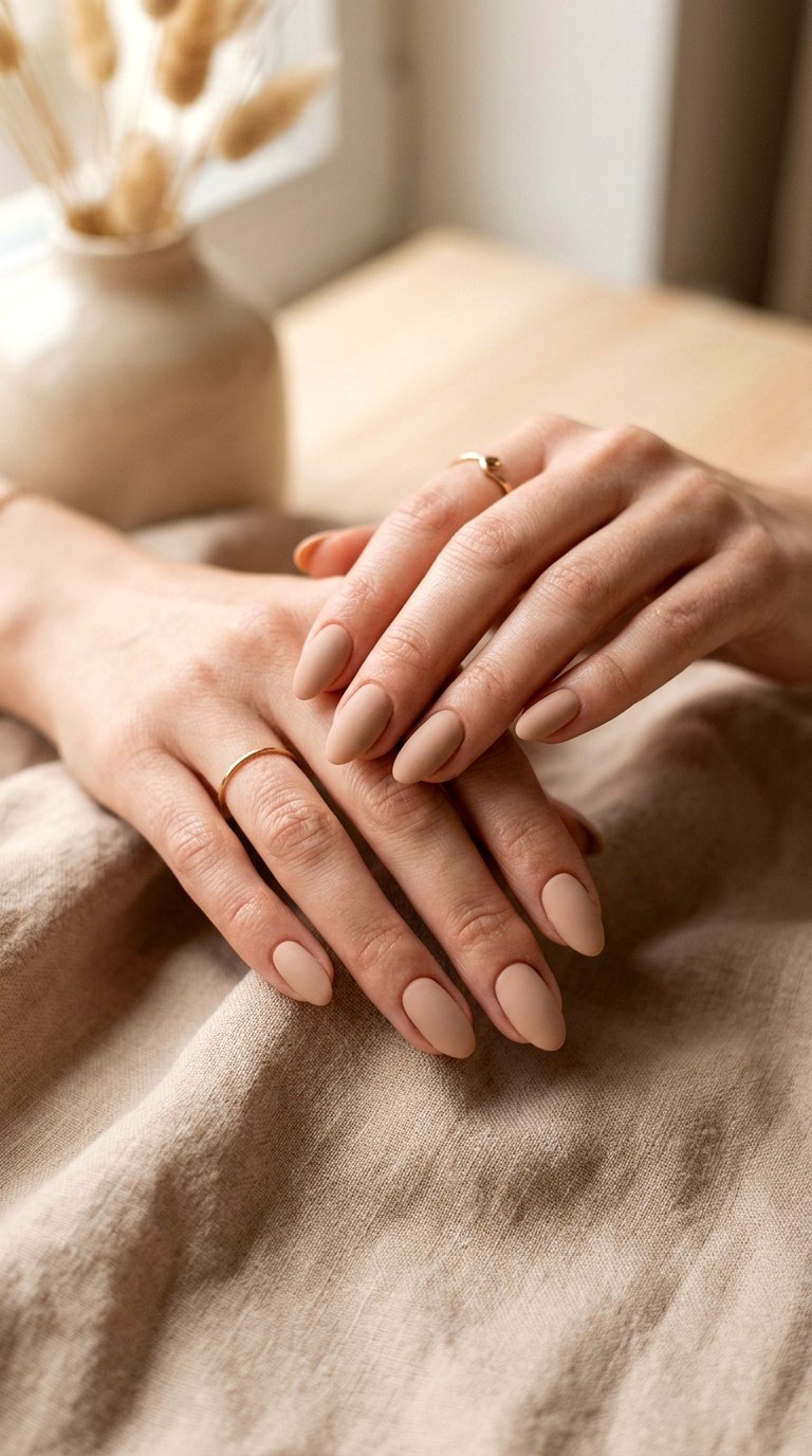 Matte Nude Nails - 25 Minimalist Spring Nails That Look Elegant and Trendy