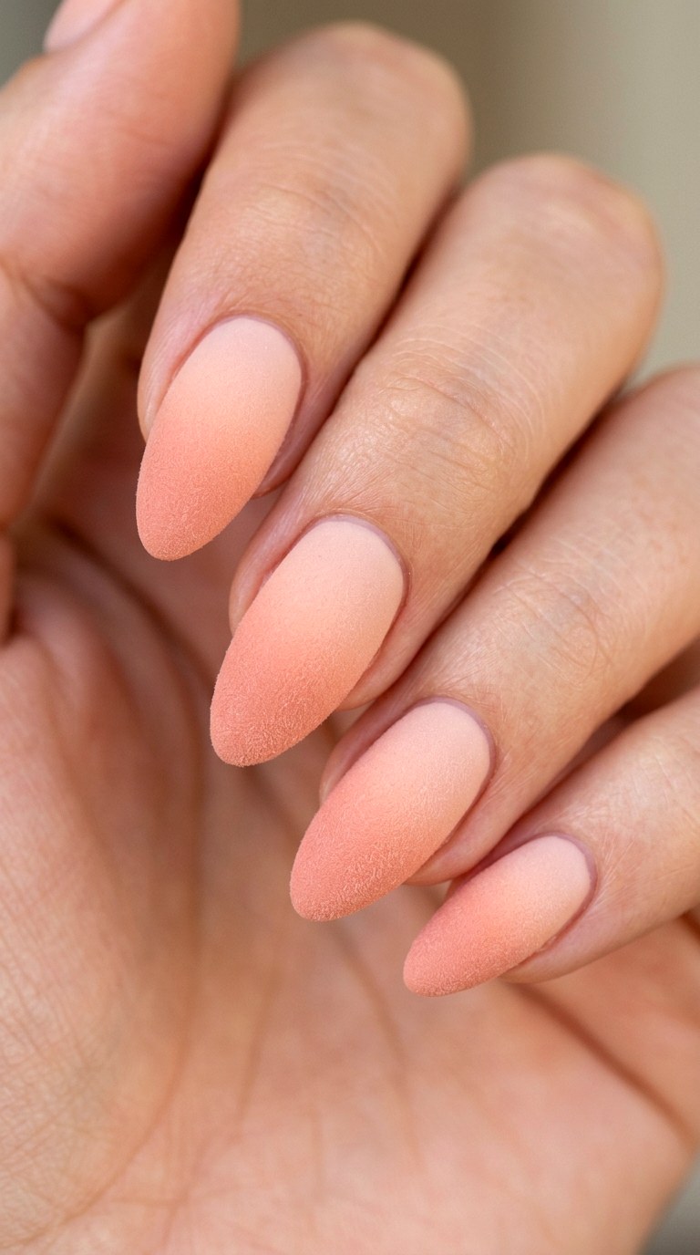Matte Peach Blush - 20 Peach Spring Ombre Nails
