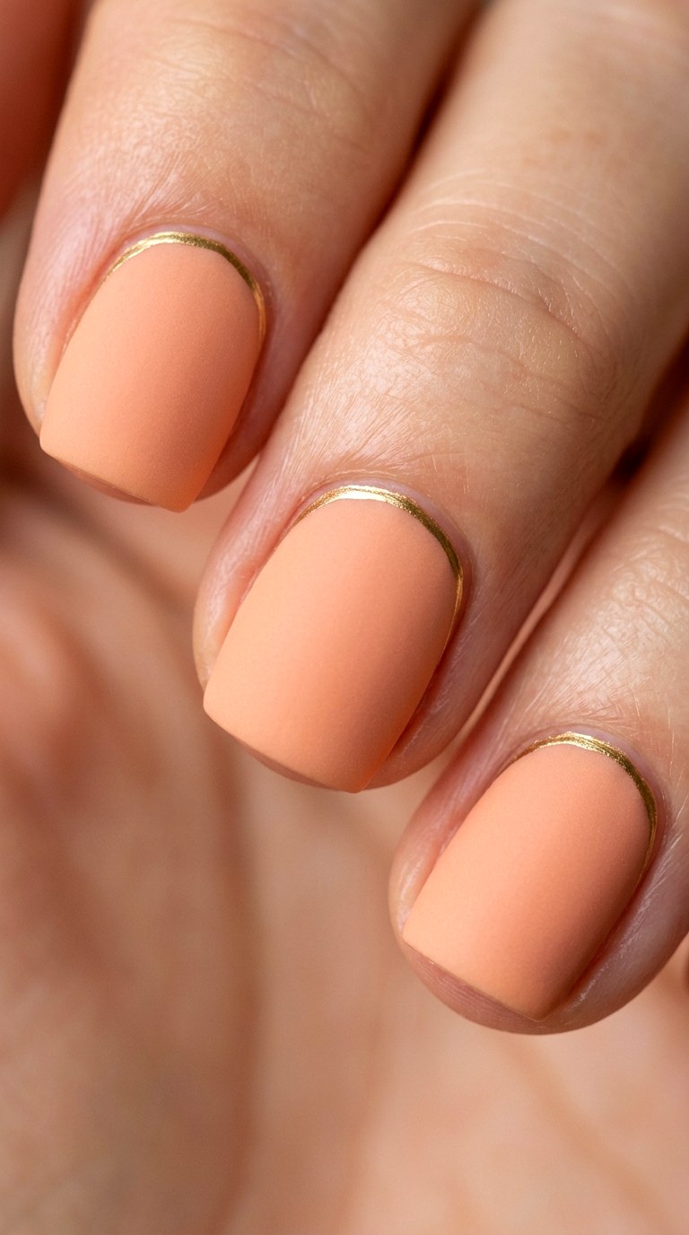 Matte Peach Monochrome with Cuticle Cuffs - 21 Matte Spring Multicolor Nails