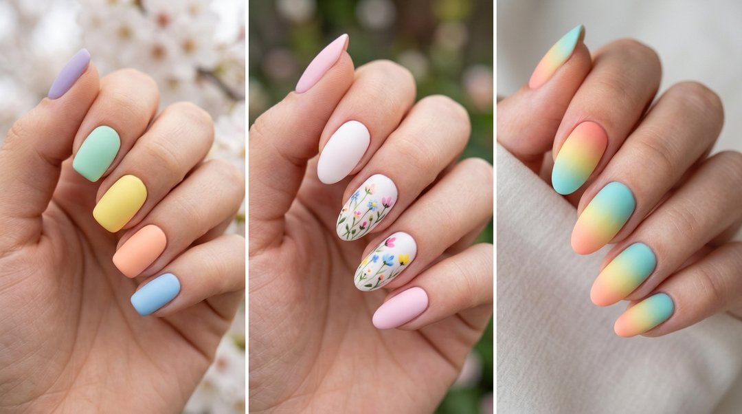 Matte Spring Multicolor Nails