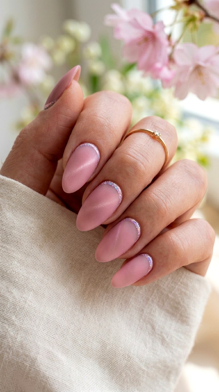 Mattepinkcat - 20 Spring Pink Cat Eye Nails with Shimmer Line Ideas