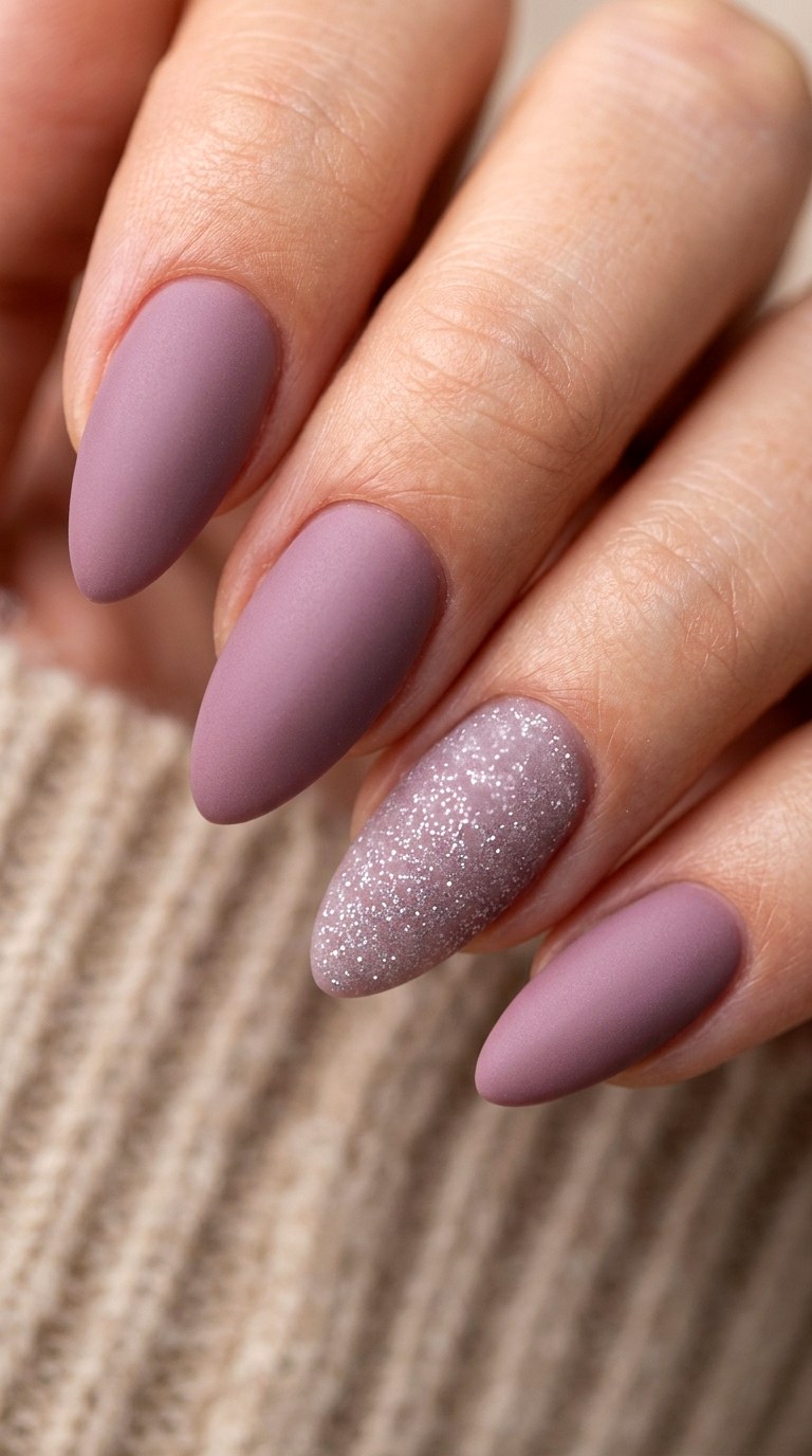 Mauve Mist with Micro Glitter - 26 Matte Spring Acrylic Nails