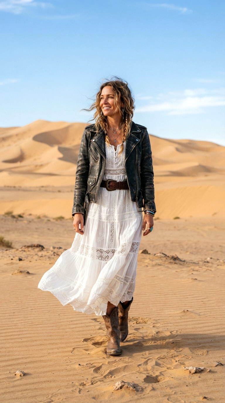 Maxi Dress Desert Storm - 29 leather jacket outfit