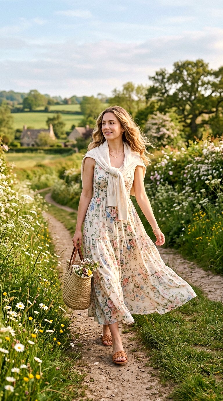 Maxi Dresses with Lightweight Knit Layers - 21 Stunning Spring Outfit Ideas 2026 Every Stylish Girl Will Be Wearing