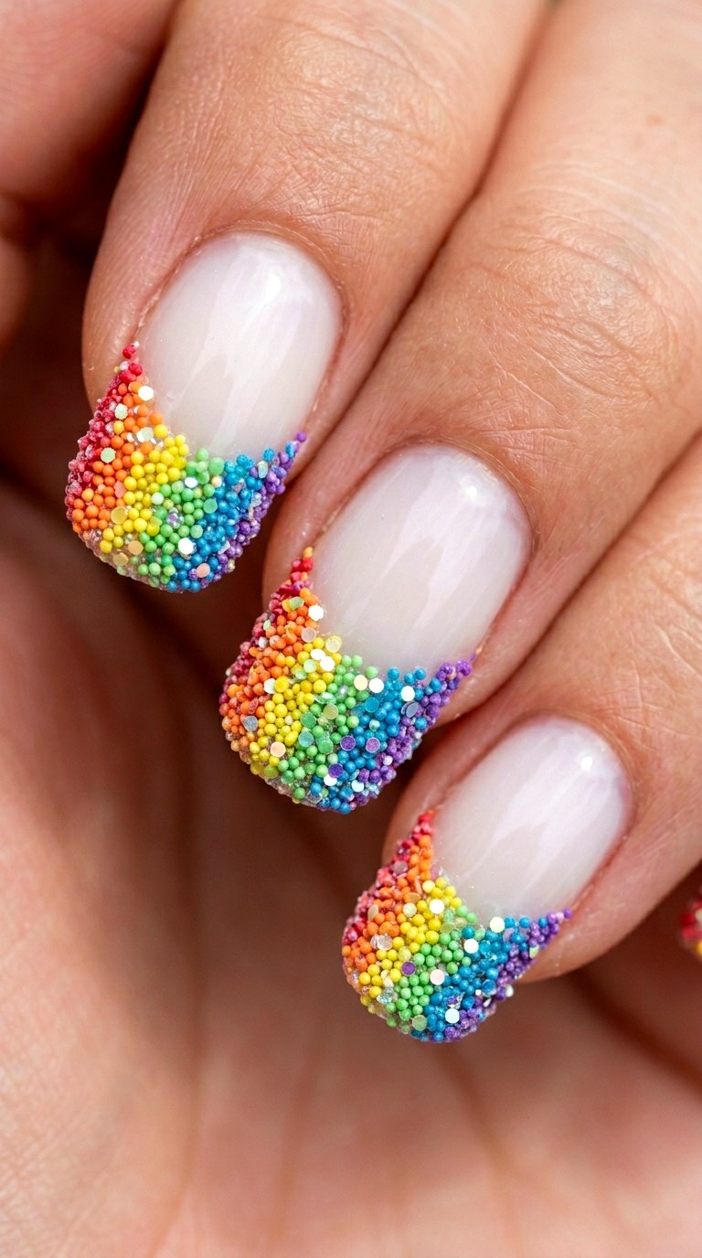 Maximalist Rainbow Confetti Tips - 25 Bold Spring Colorful Junk Nails