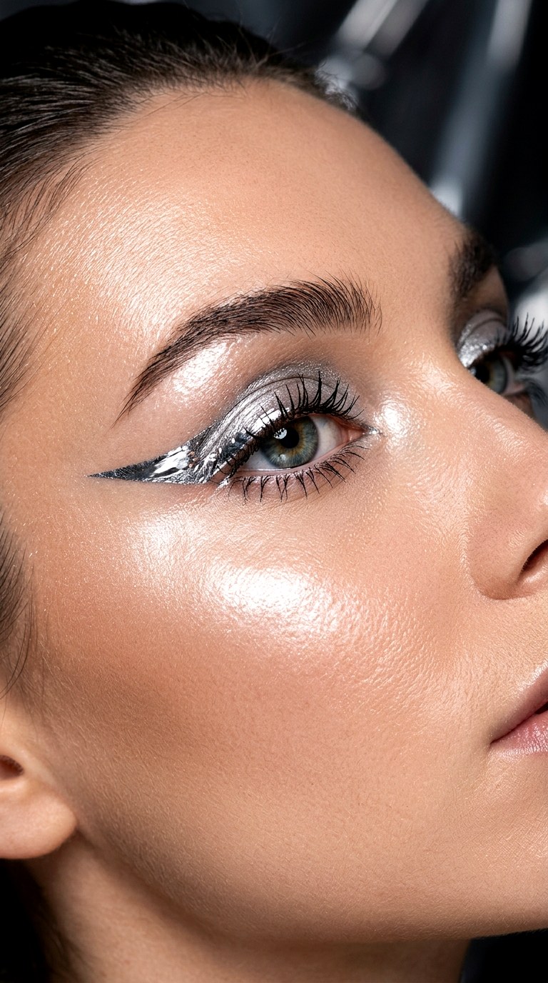 Metallic Chrome Liner - 22 Trending eyeliner styles 2026