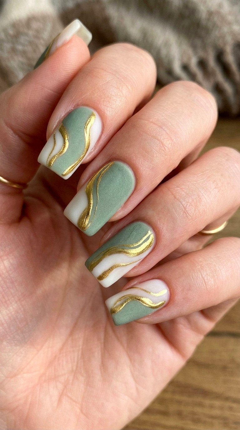 Metallic Flow Sage And Gold - 26 At-Home Spring Color Street Nails