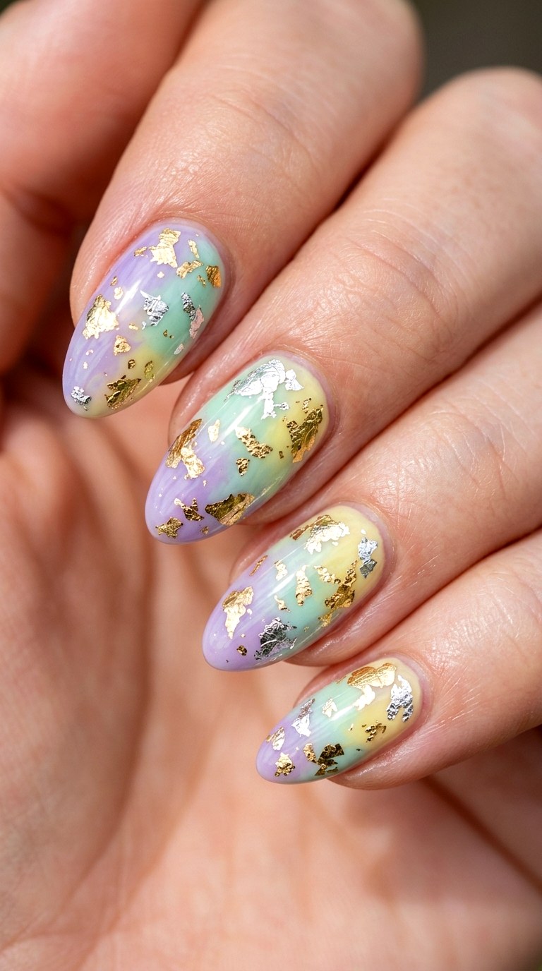 Metallic Foil Accent Mix - 23 Pastel Spring Multicolor Nails
