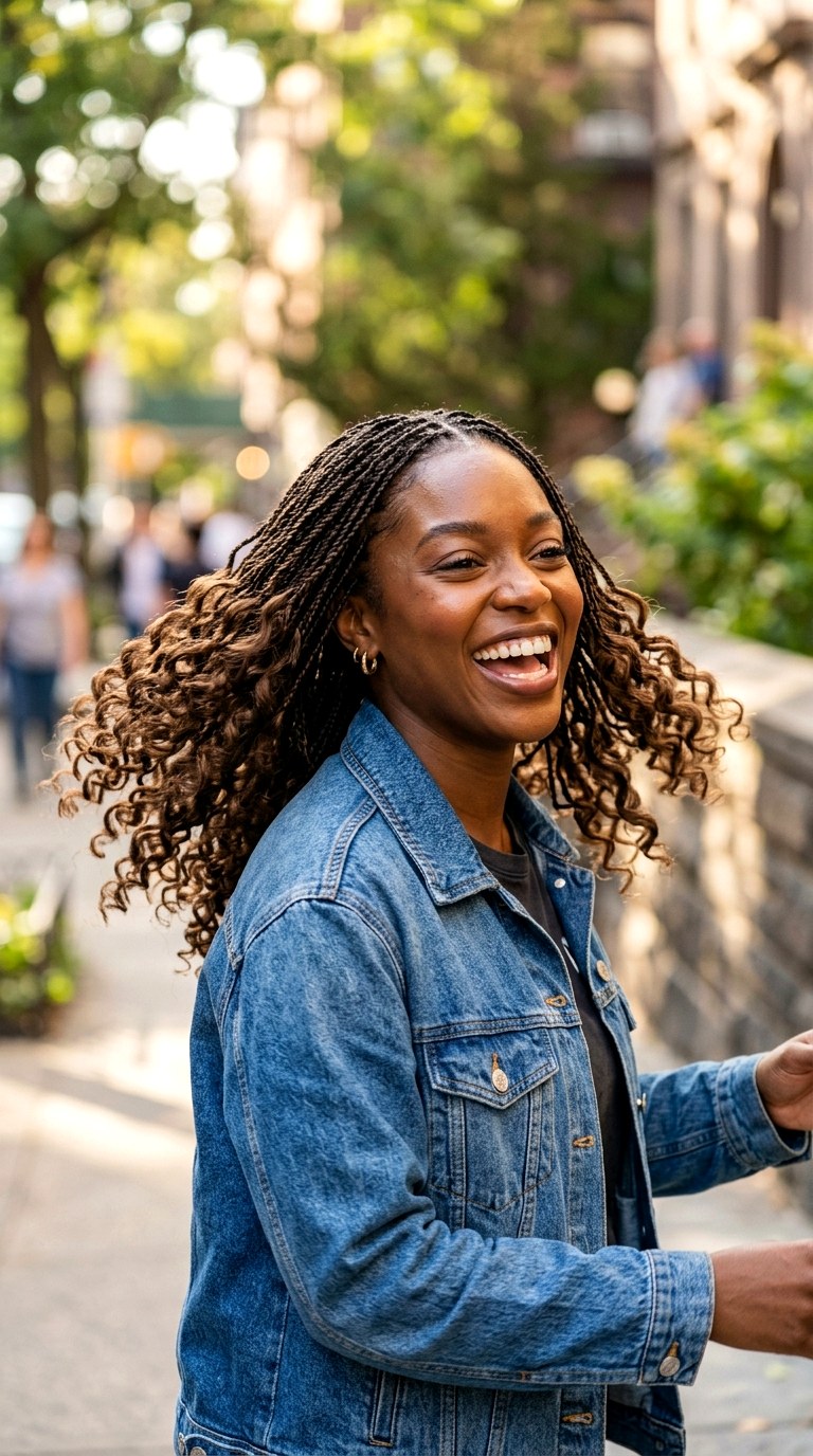 Micro Braids with Curled Ends - 27 braided hairstyles for black women