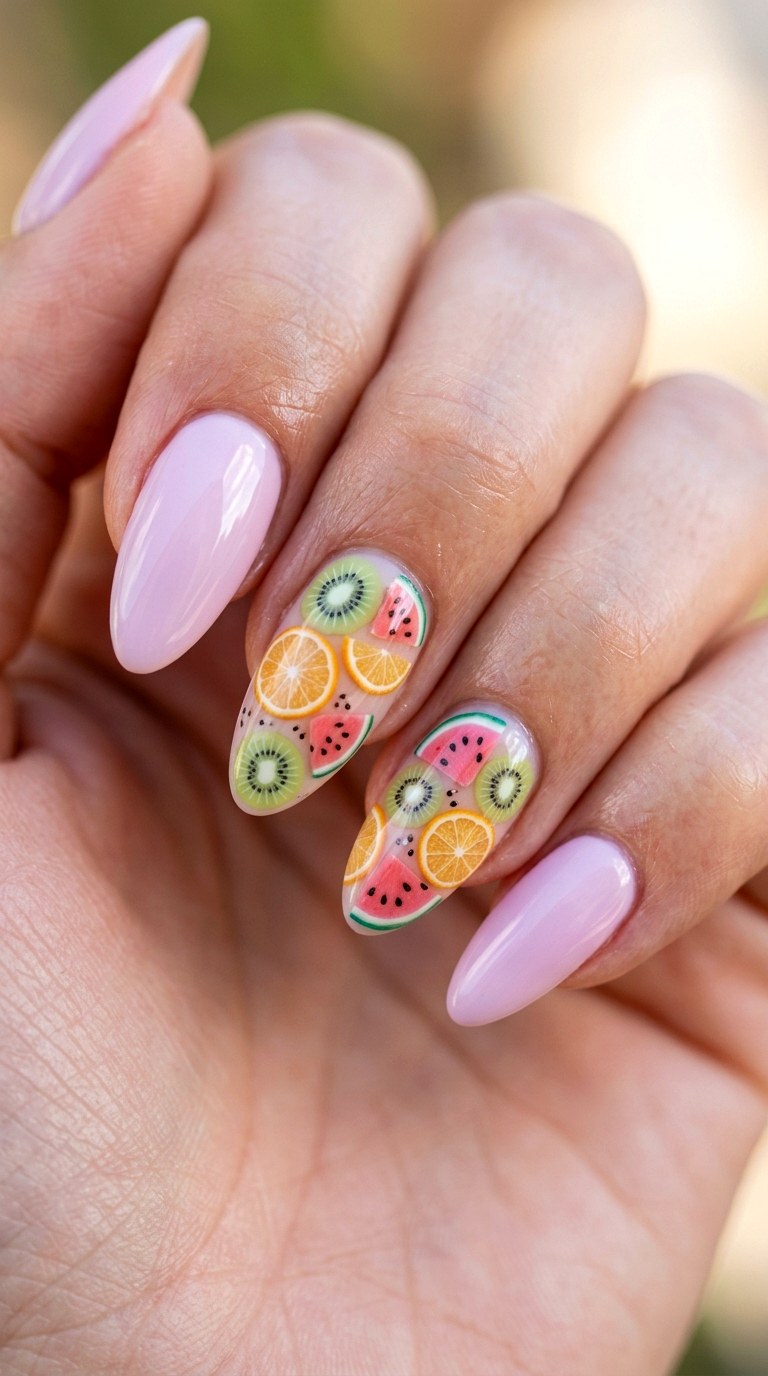 Micro Fruit Slice Accents - 30 Cheerful Spring Multicolor Nails
