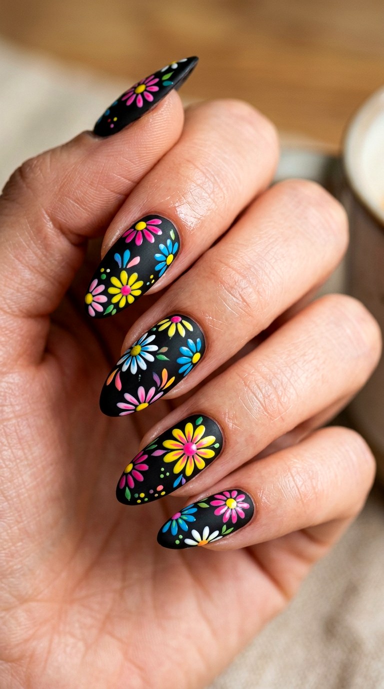 Midnight Garden Black Base Blooms - 26 At-Home Spring Color Street Nails